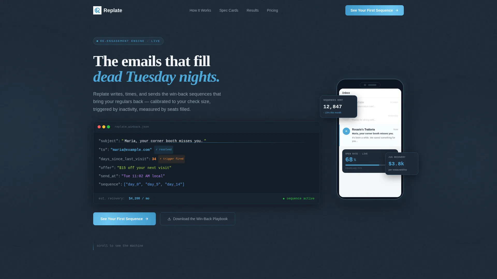 Restaurant Re-Engagement Email Landing Page Template
