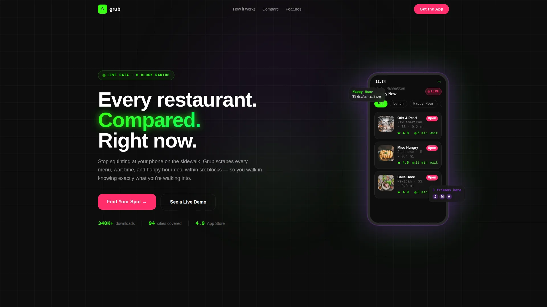 Restaurant Discovery App Promotion Website Template