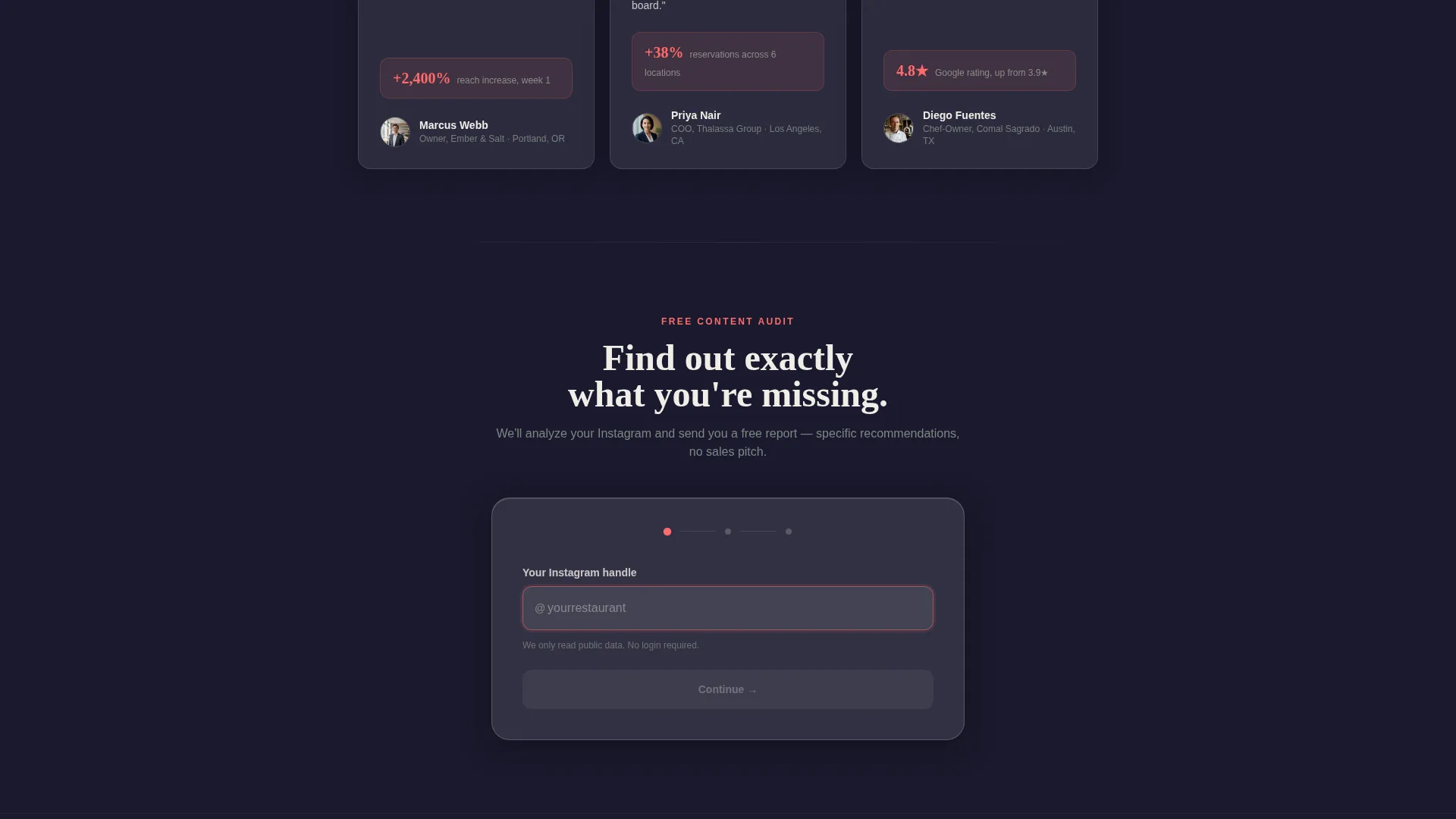 Restaurant Social Media Agency Landing Page Template