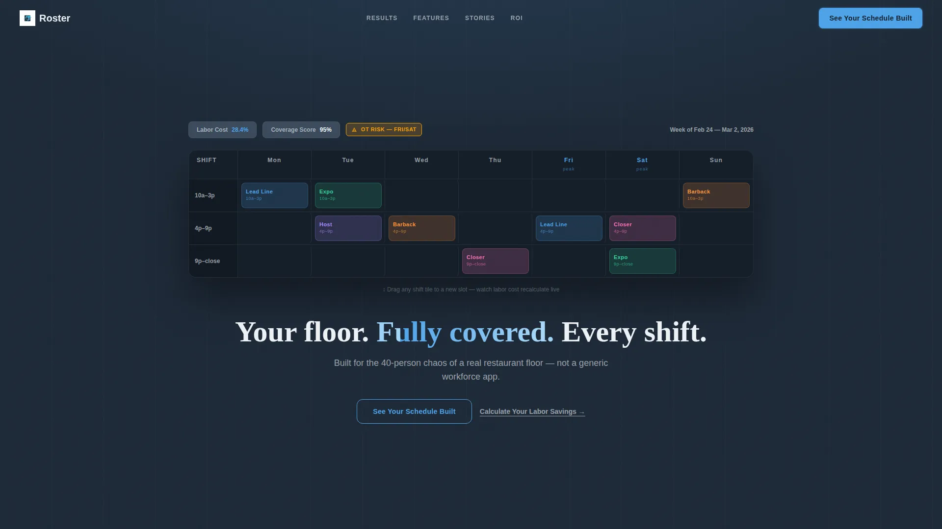 Restaurant Staff Scheduling Landing Page Template