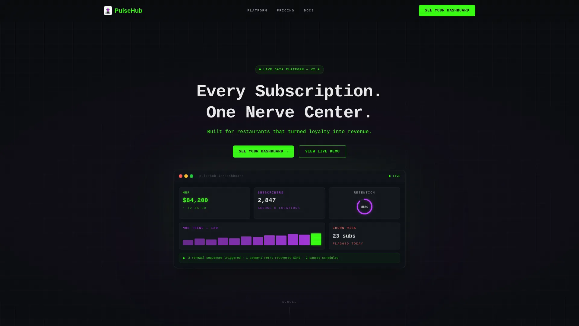 Restaurant Subscription Management Landing Page