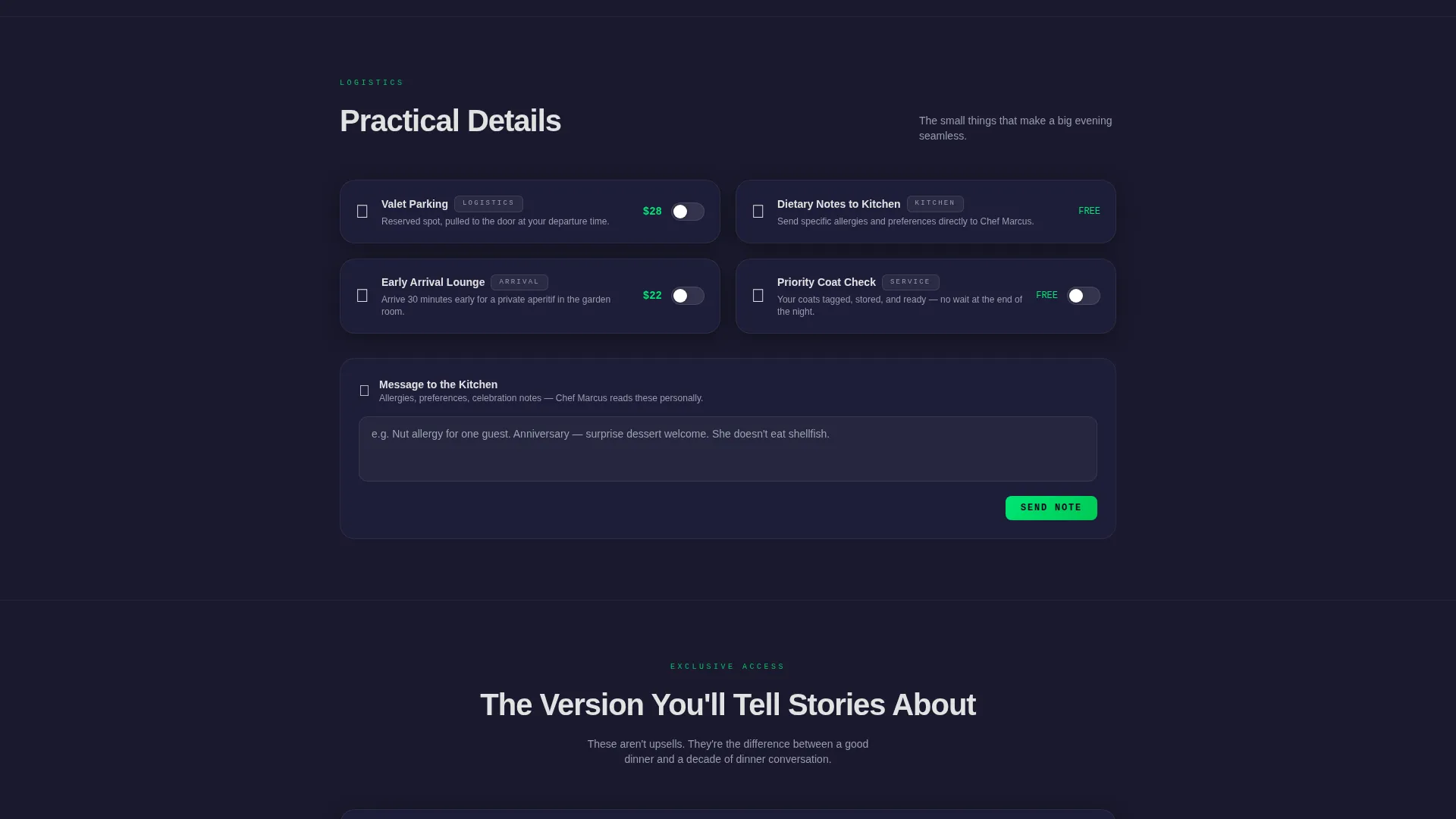 Restaurant Booking Confirmation & Upsell Thank-You Page Template