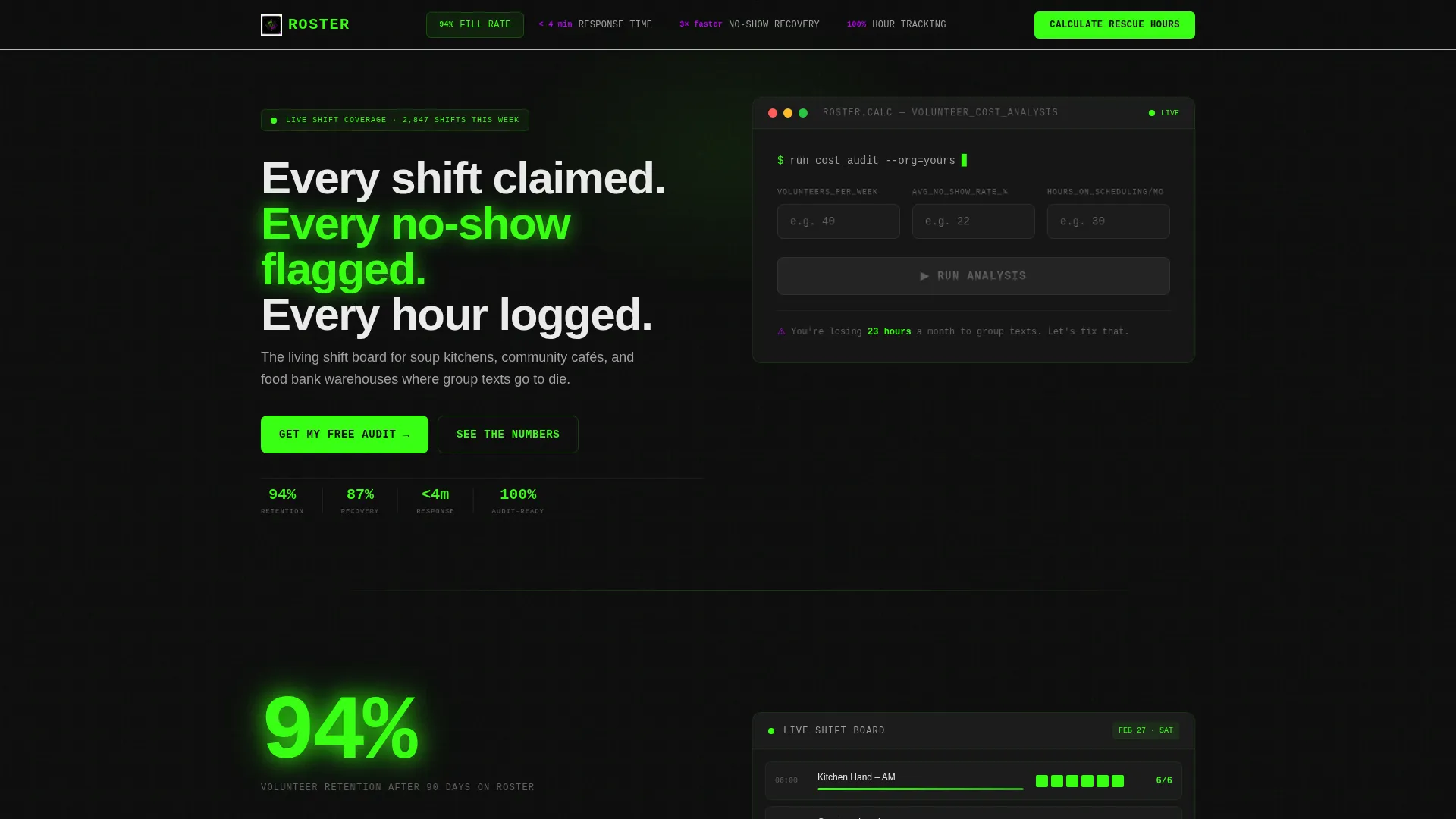 Restaurant Volunteer Management Landing Page Template