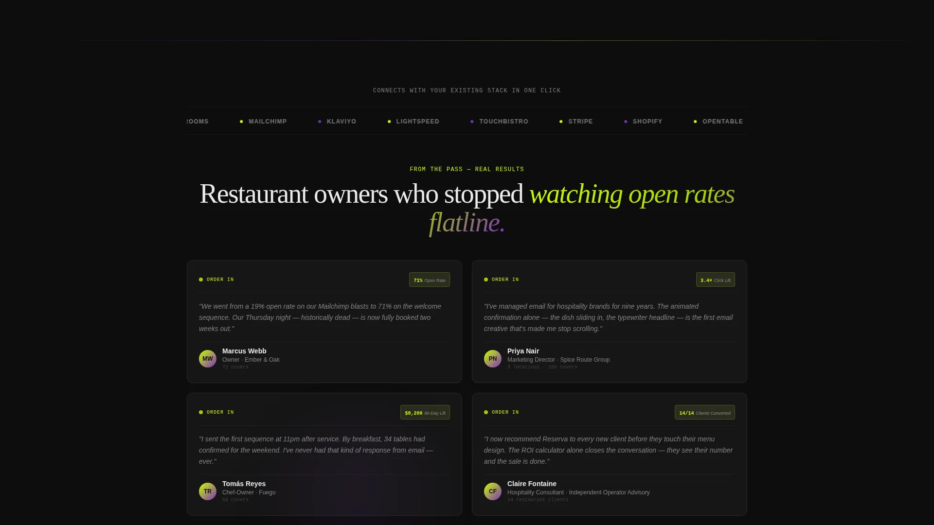 Restaurant Welcome Email Landing Page Template