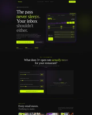 Restaurant Welcome Email Landing Page Template