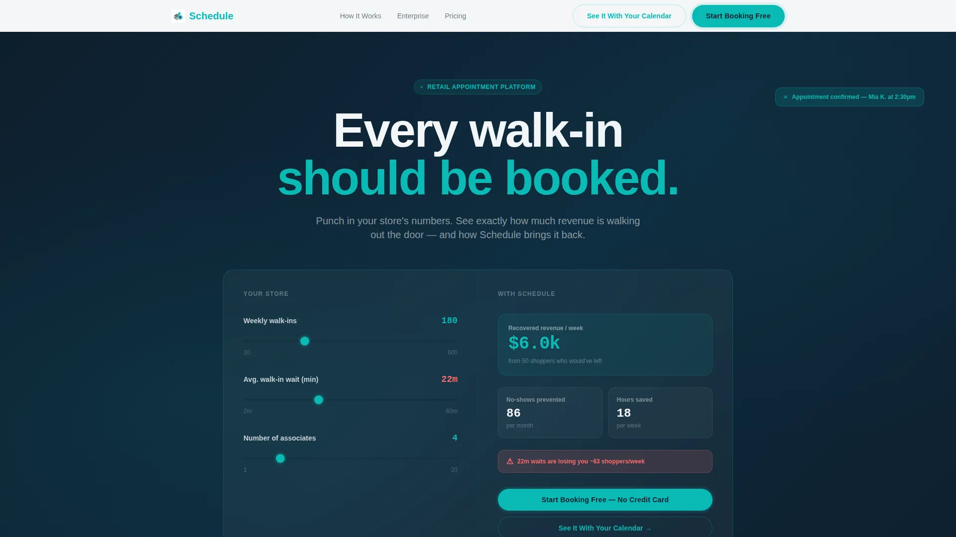 Retail Appointment Scheduling Landing Page Template