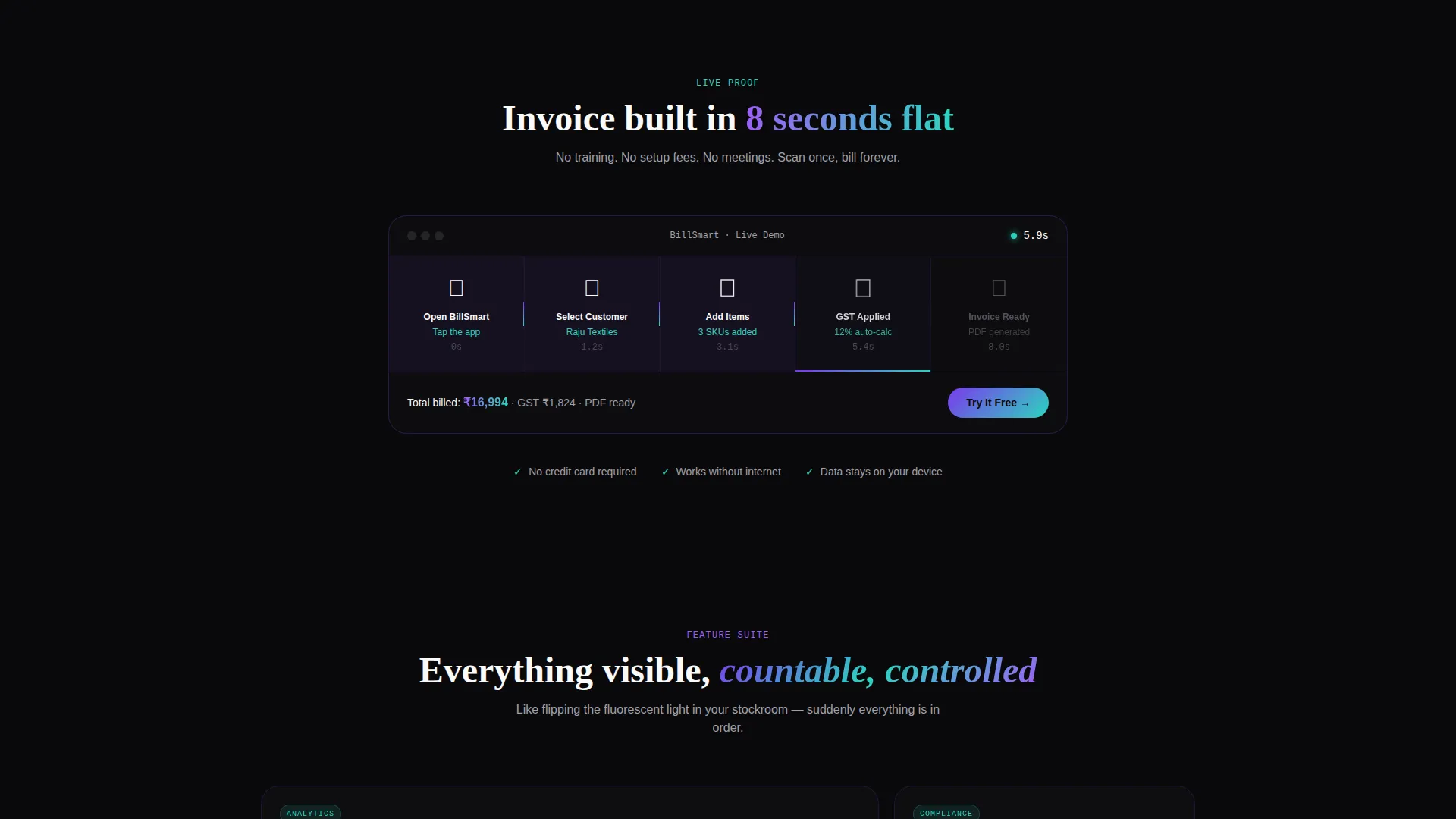 Invoicing Landing Page Template for Retail Billing