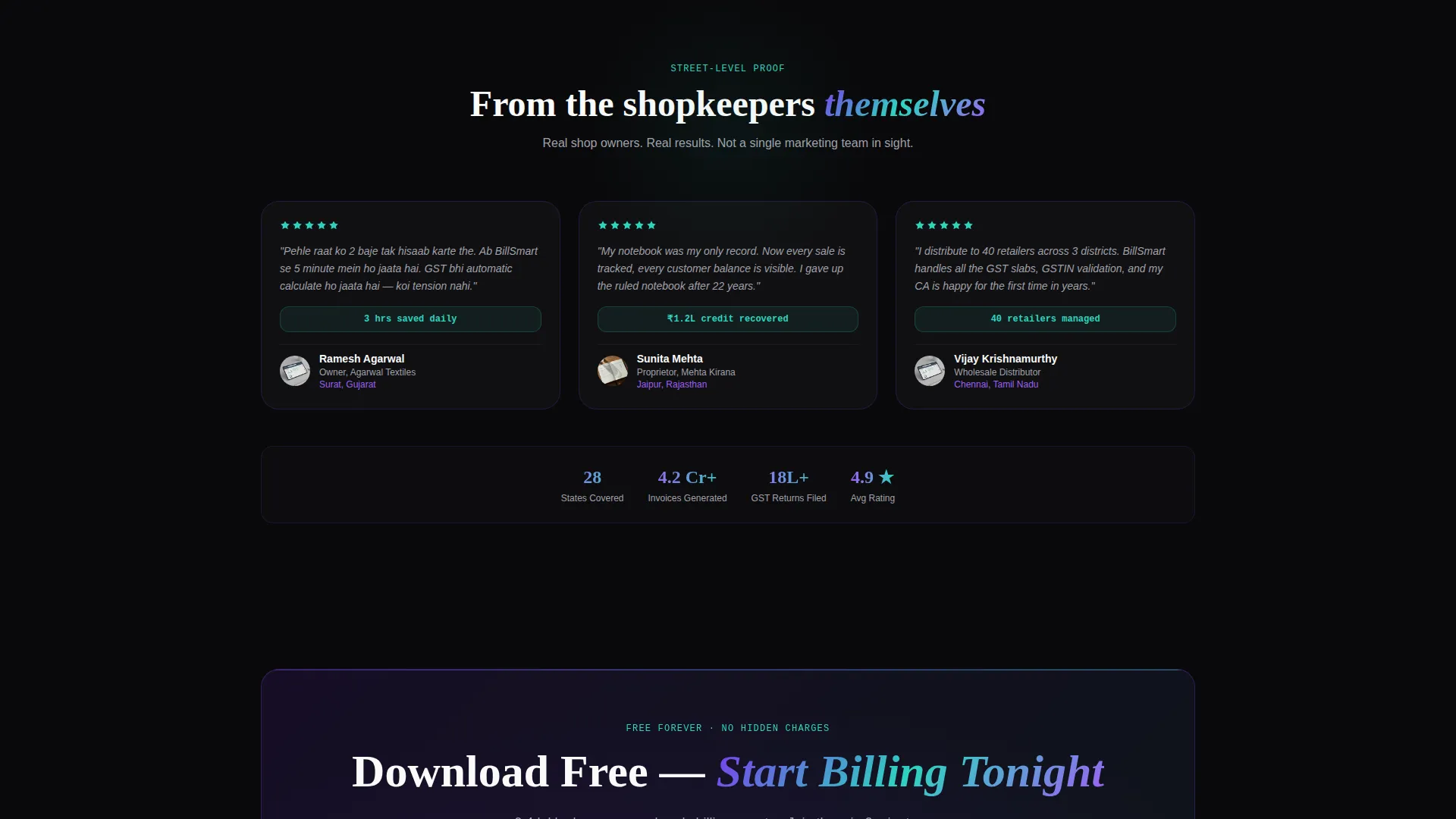 Invoicing Landing Page Template for Retail Billing