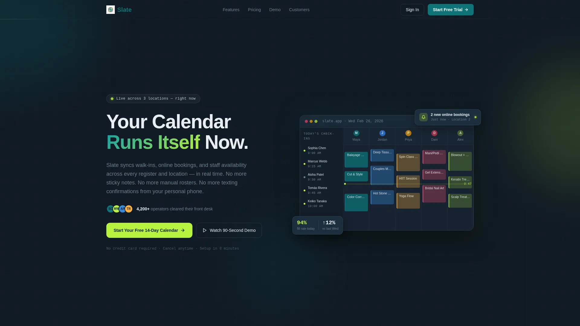 Dynamic Booking Landing Page Template for Retail Software