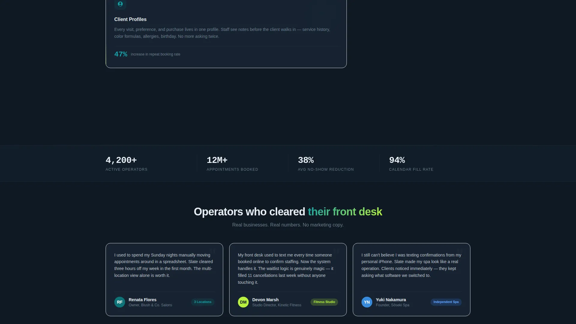 Dynamic Booking Landing Page Template for Retail Software