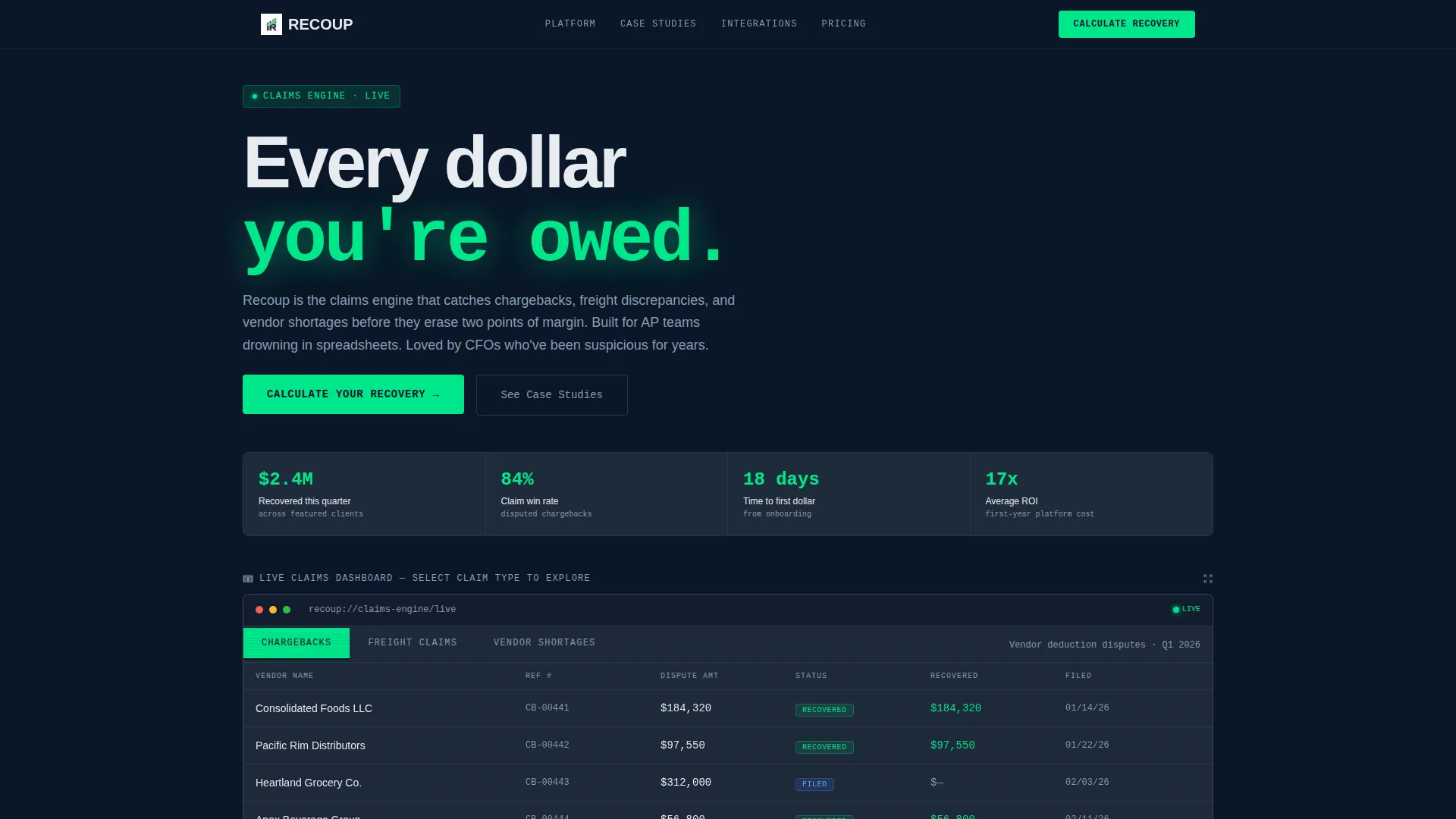 Retail Claims Management Landing Page Template