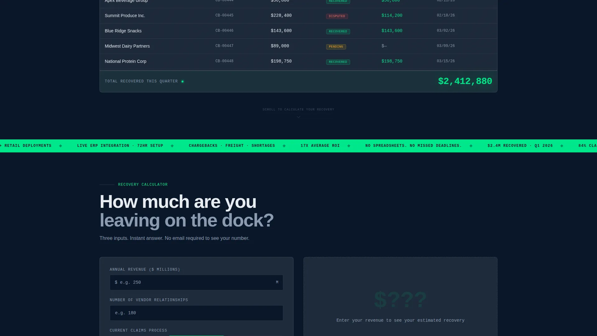 Retail Claims Management Landing Page Template