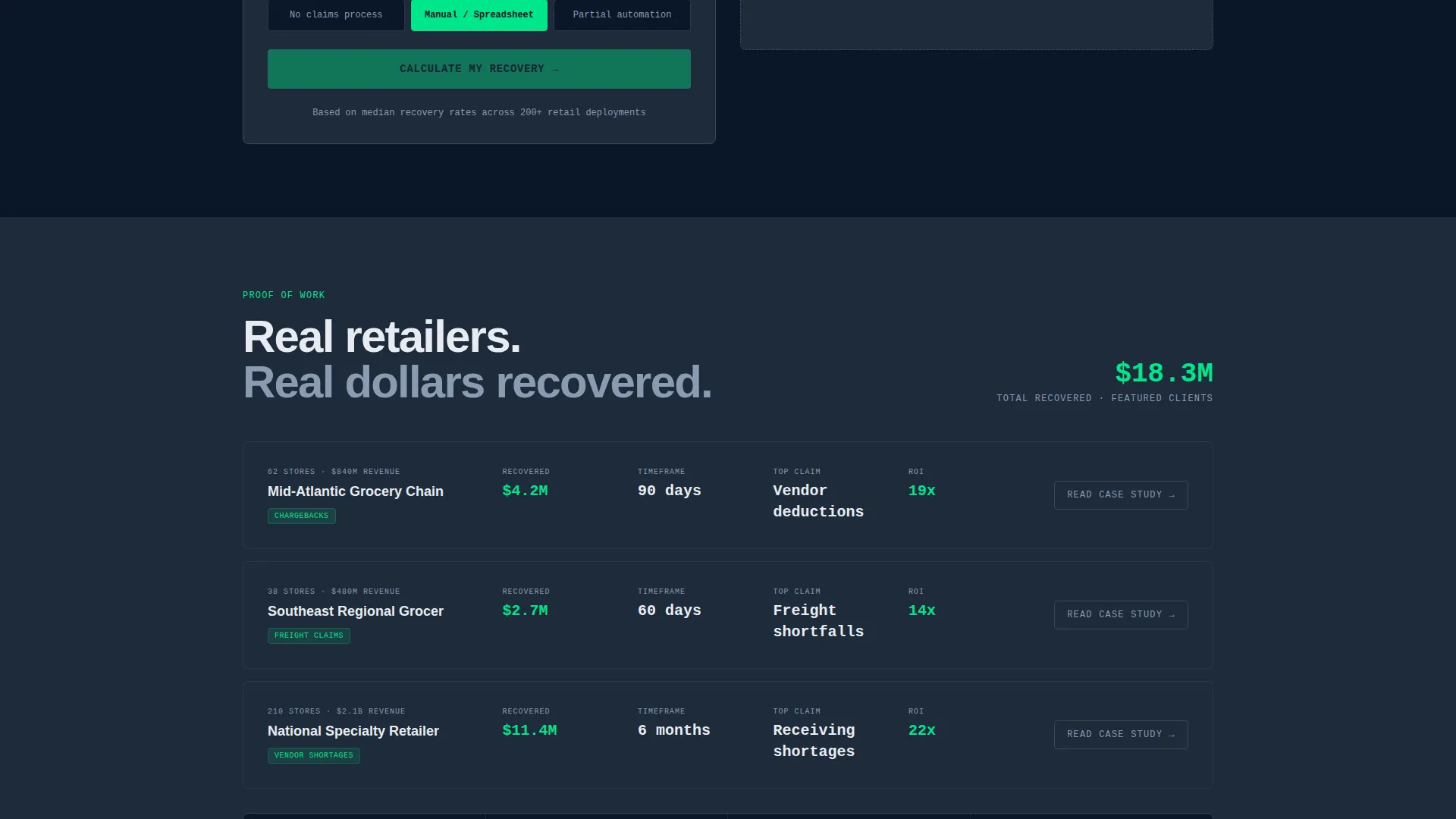 Retail Claims Management Landing Page Template