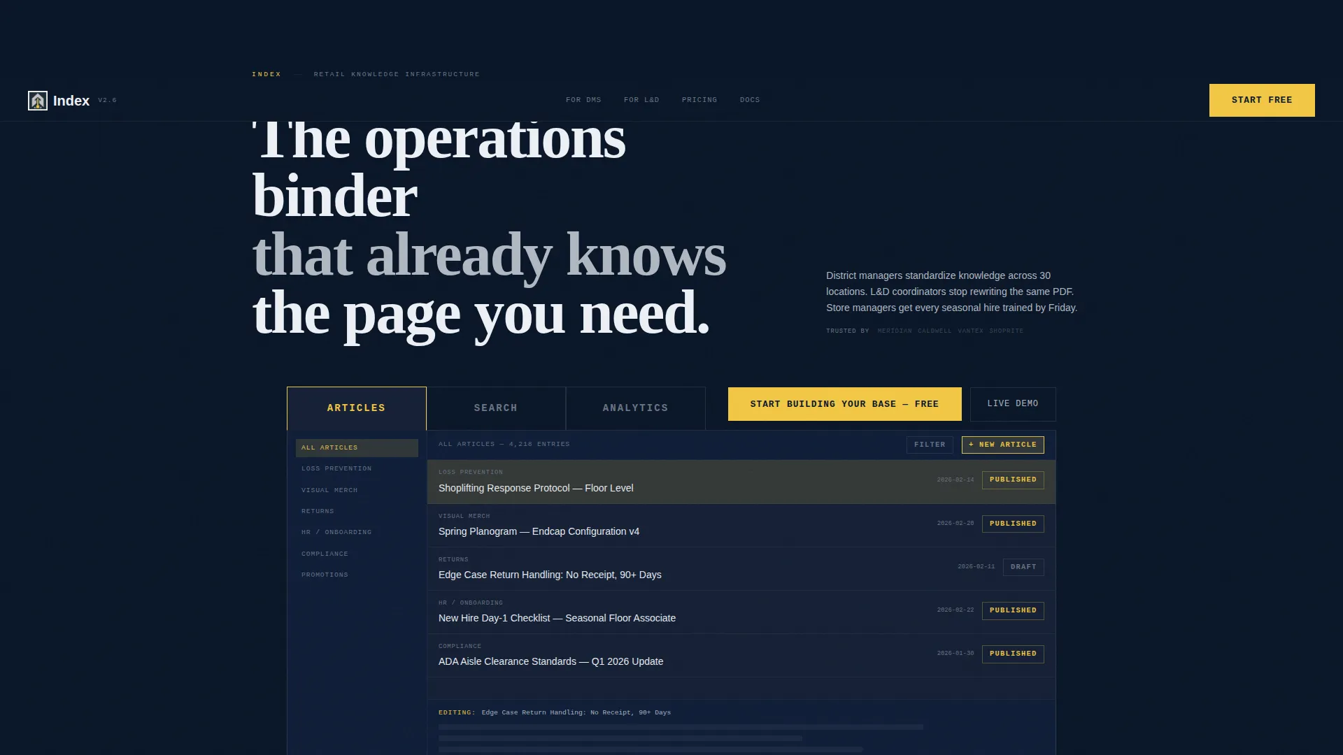 Retail Knowledge Base Landing Page Template