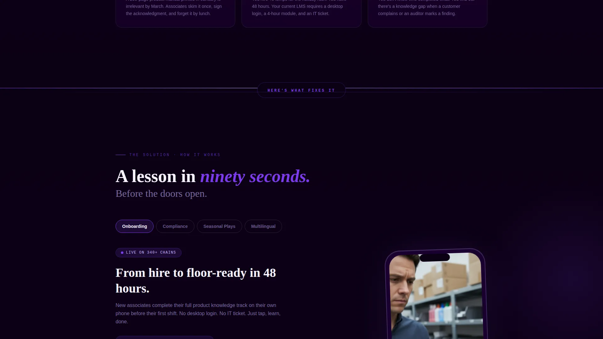 Retail LMS Landing Page Template | Void & Violet