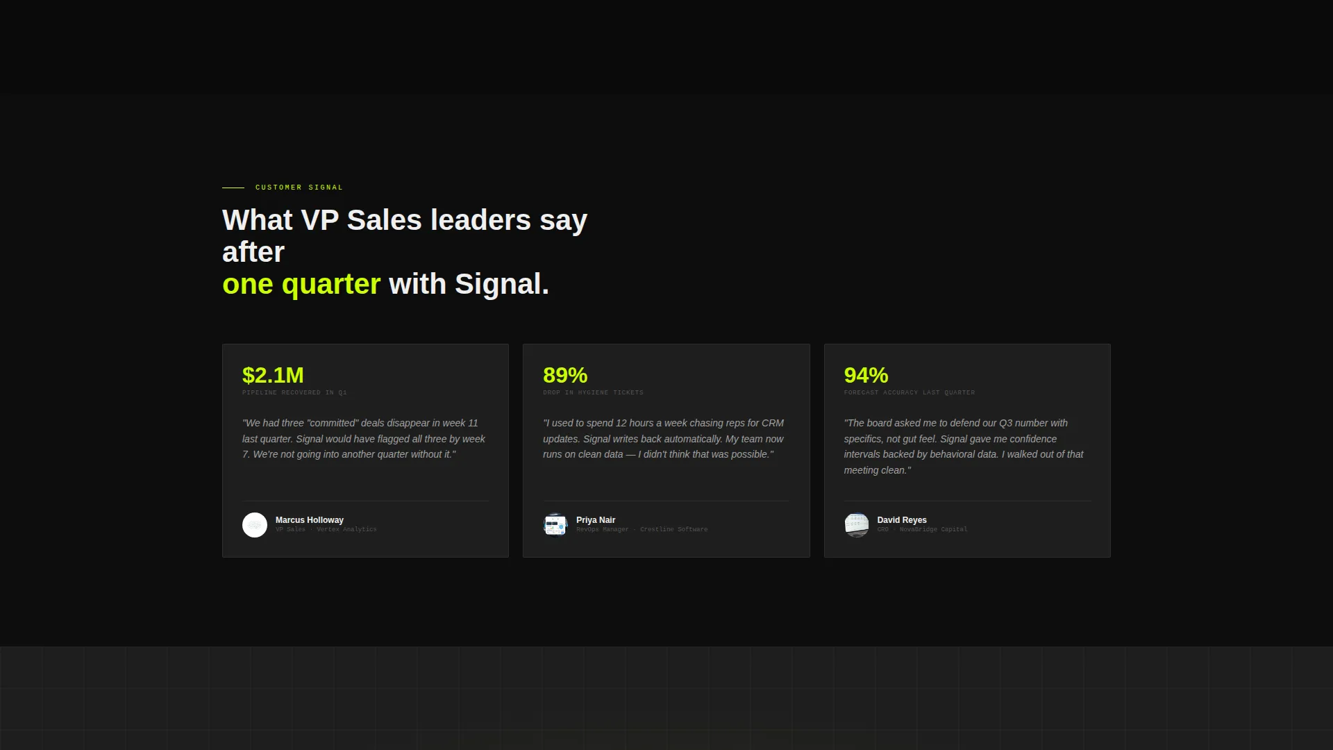 Revenue Intelligence Landing Page Template