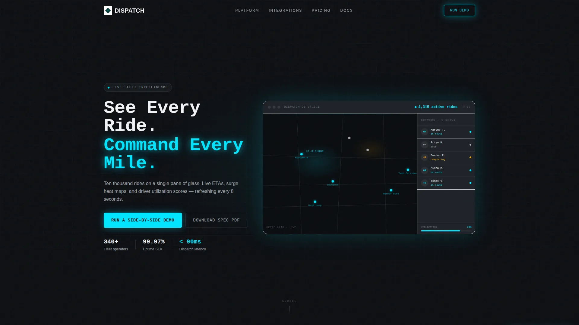 Ride-Hailing Platform Bento Grid Landing Page Template