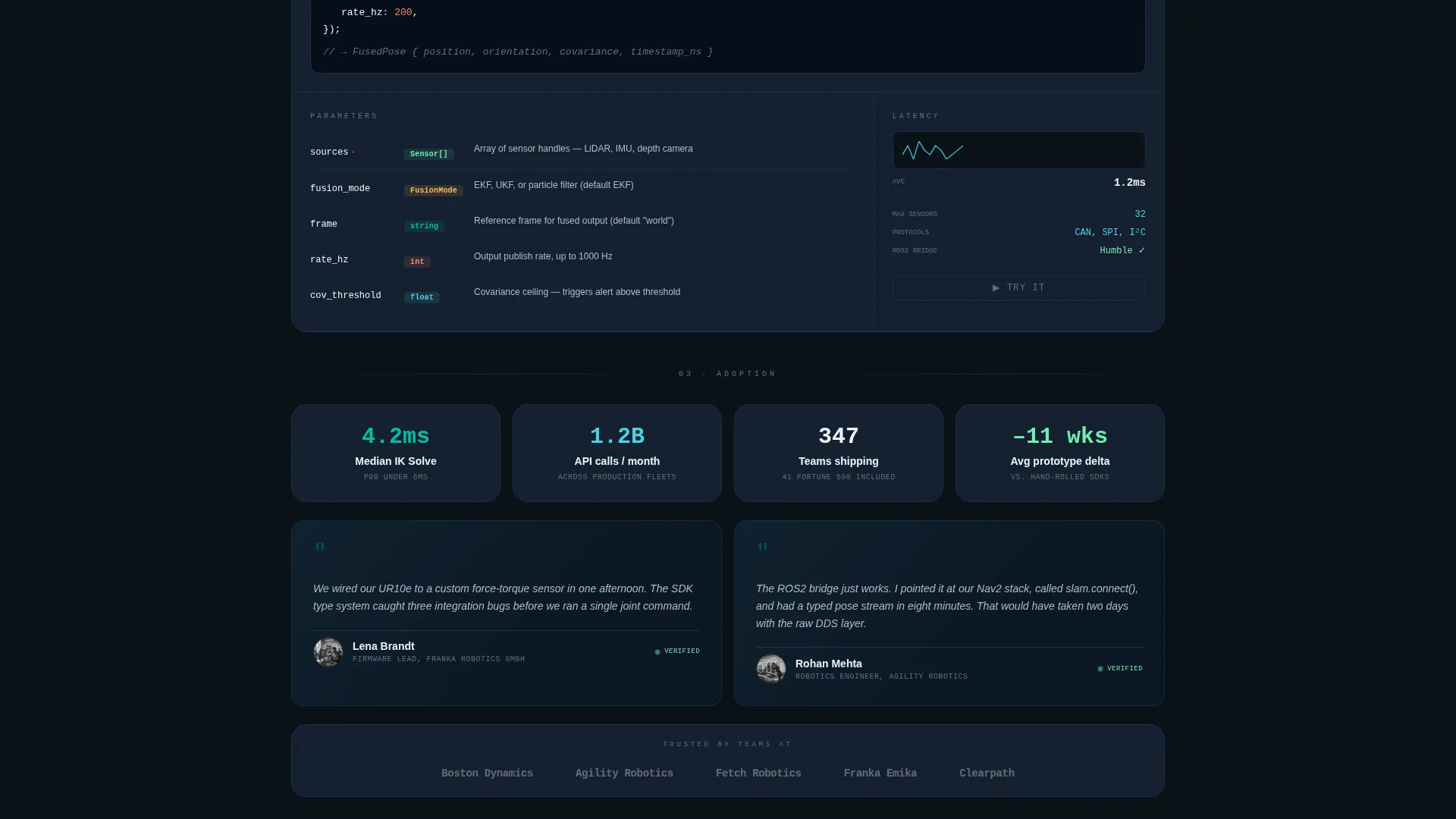 Robotics API Documentation Landing Page Template
