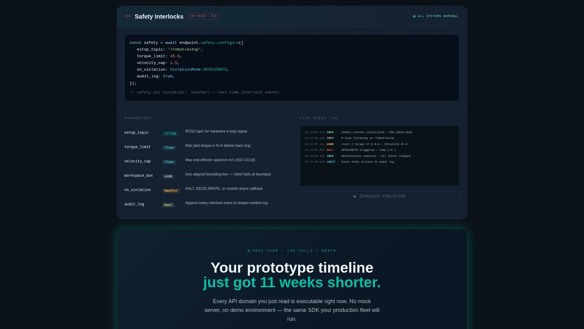Robotics API Documentation Landing Page Template