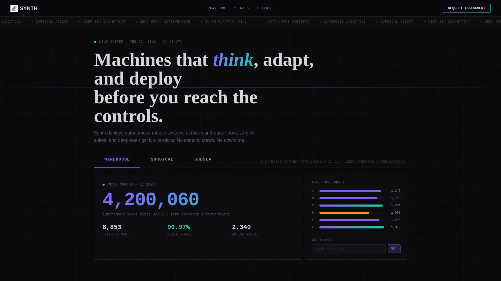 Autonomous Robotech Enterprise Landing Page Template