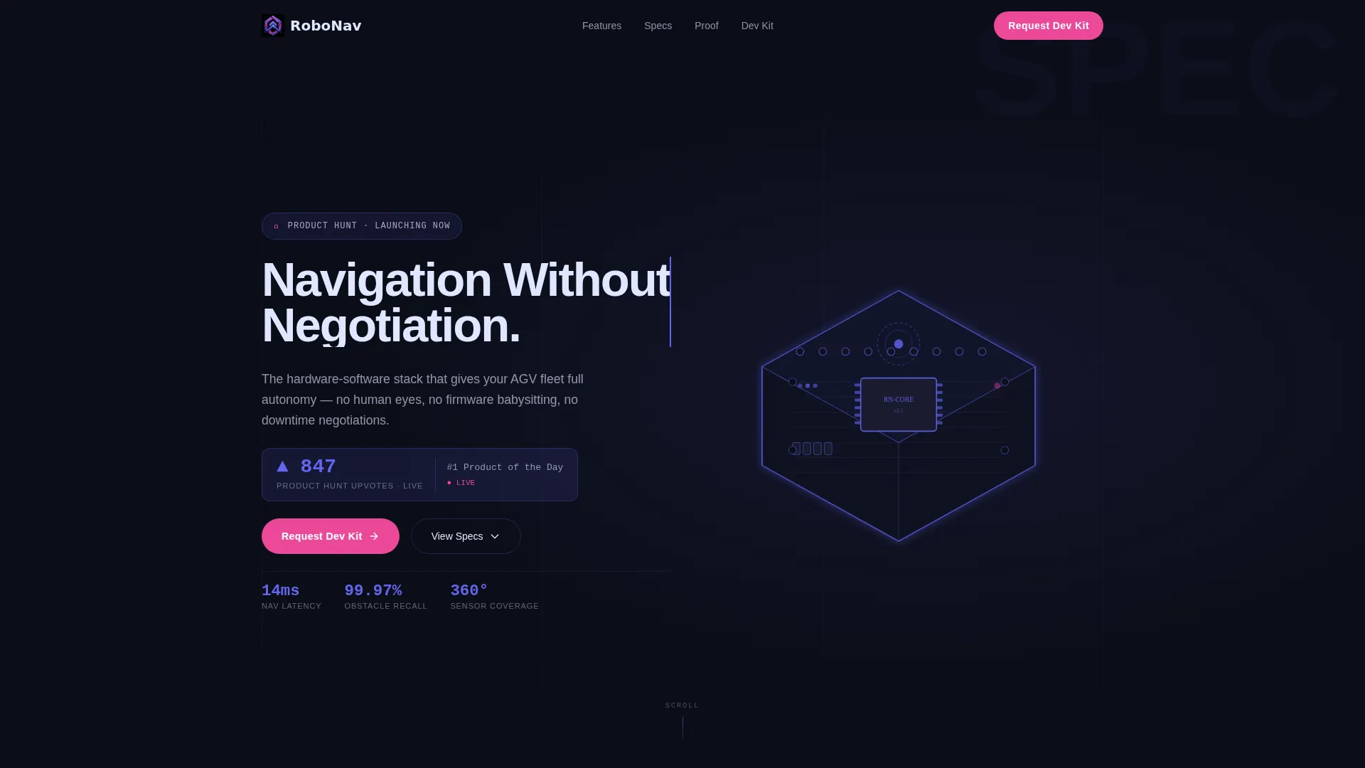 Autonomous Navigation Product Hunt Landing Page