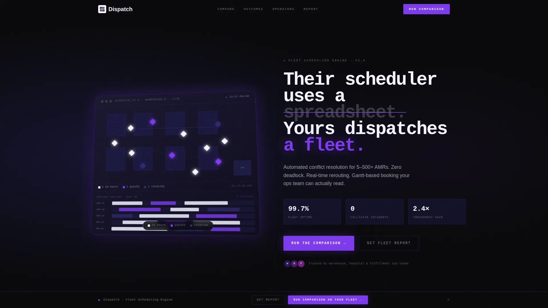Robotics Fleet Scheduling Landing Page Template