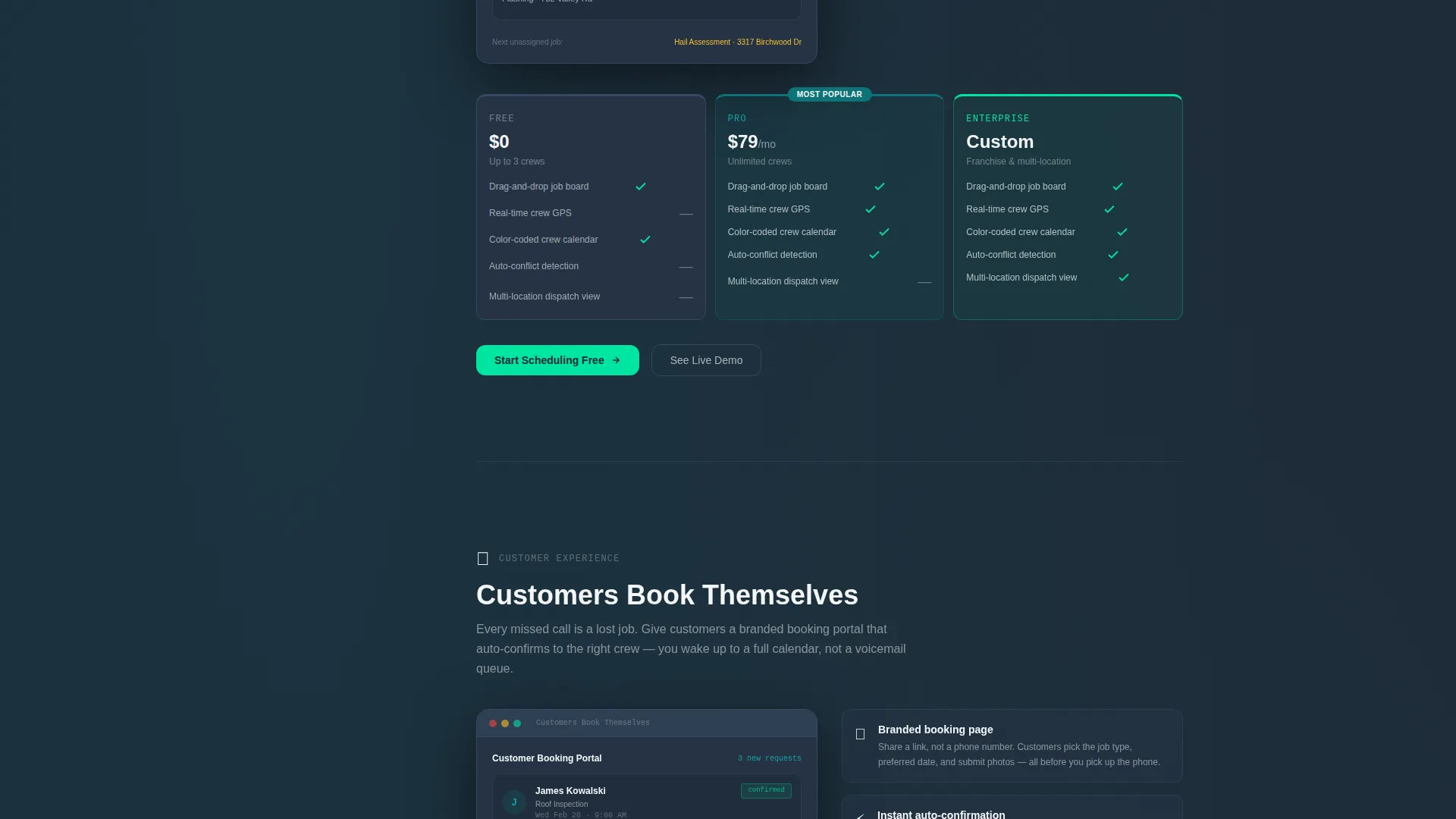 Roofing Booking & Scheduling Landing Page Template