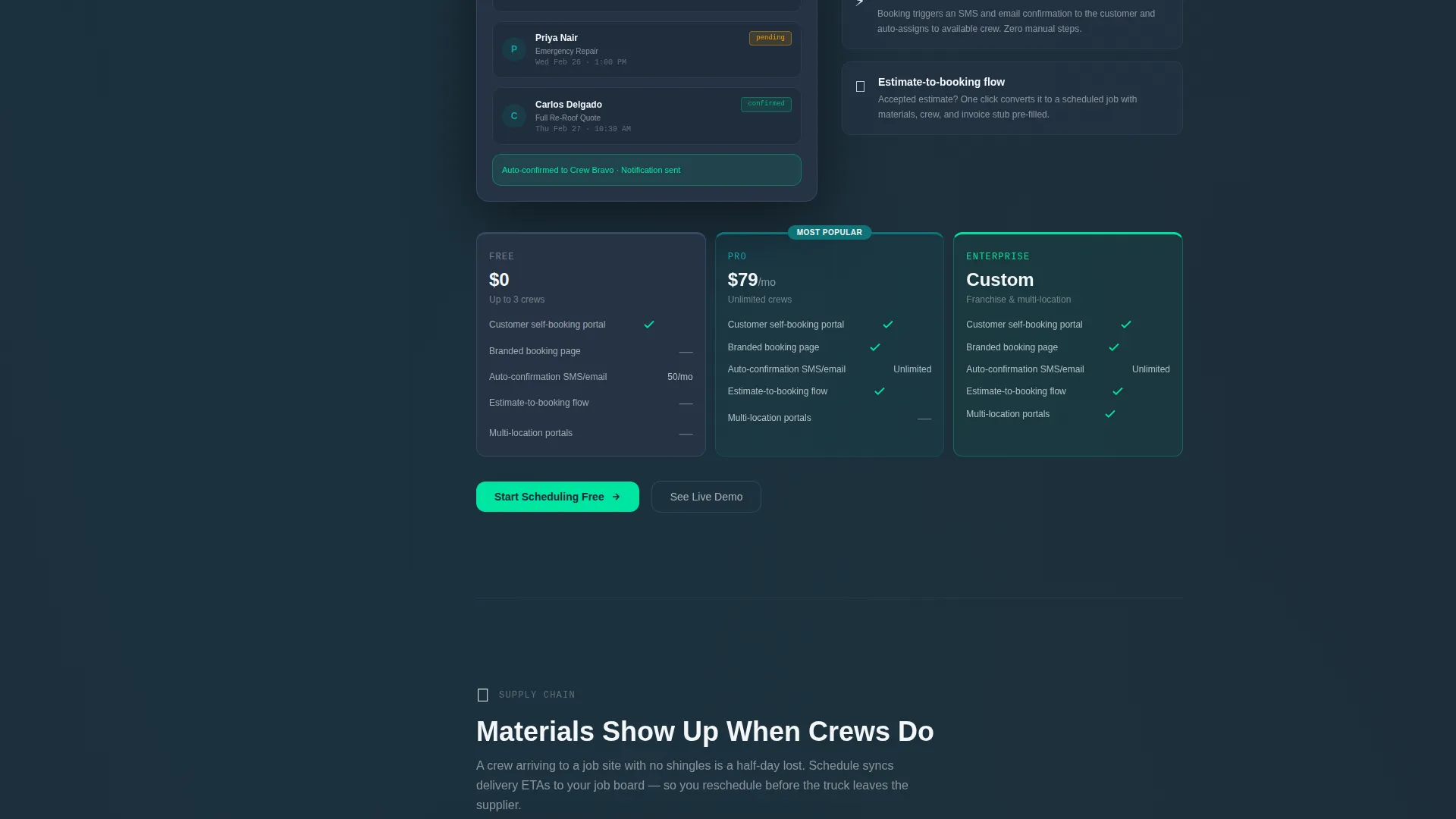 Roofing Booking & Scheduling Landing Page Template