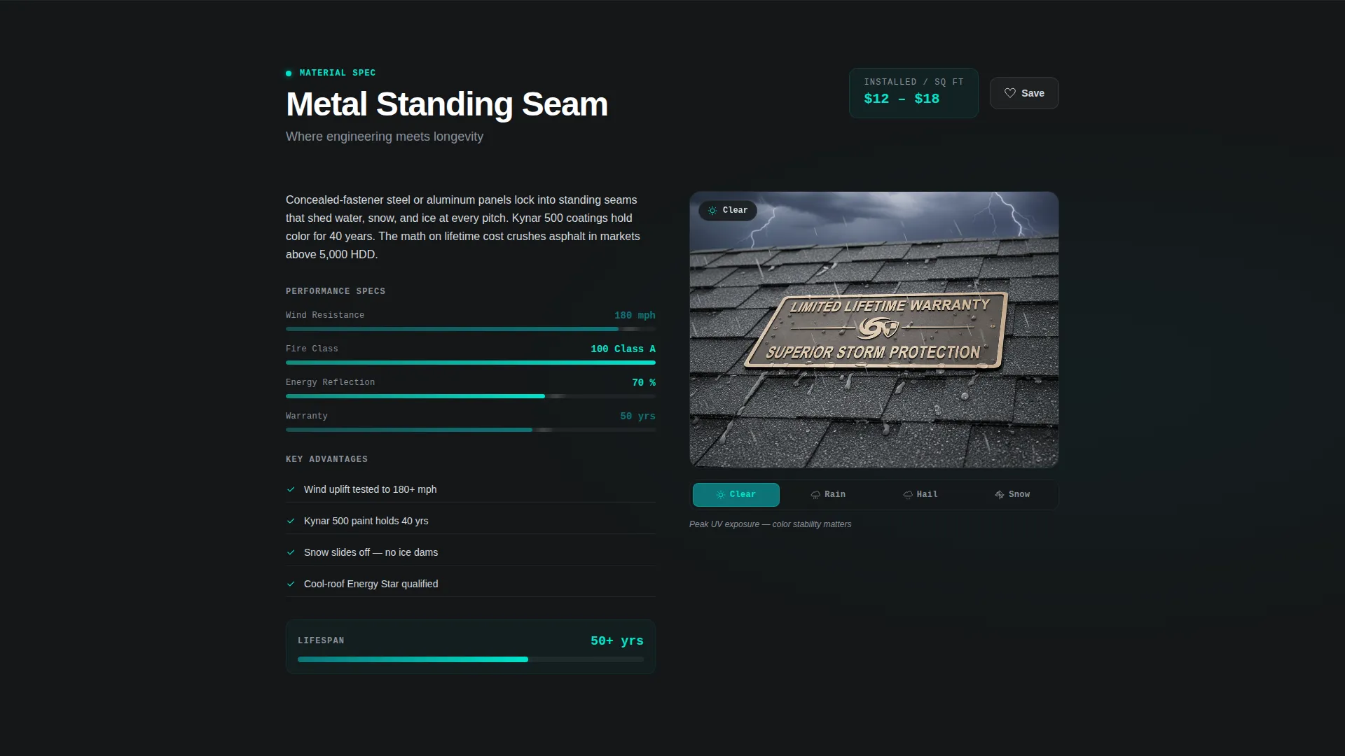 Dynamic Roofing Material Comparison Landing Page