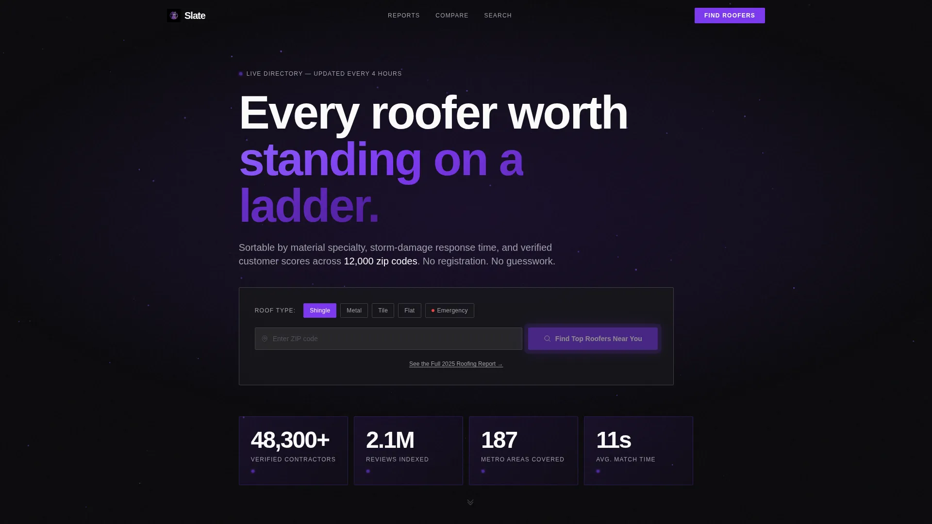 Roofing Directory Comparison Table Landing Page Template