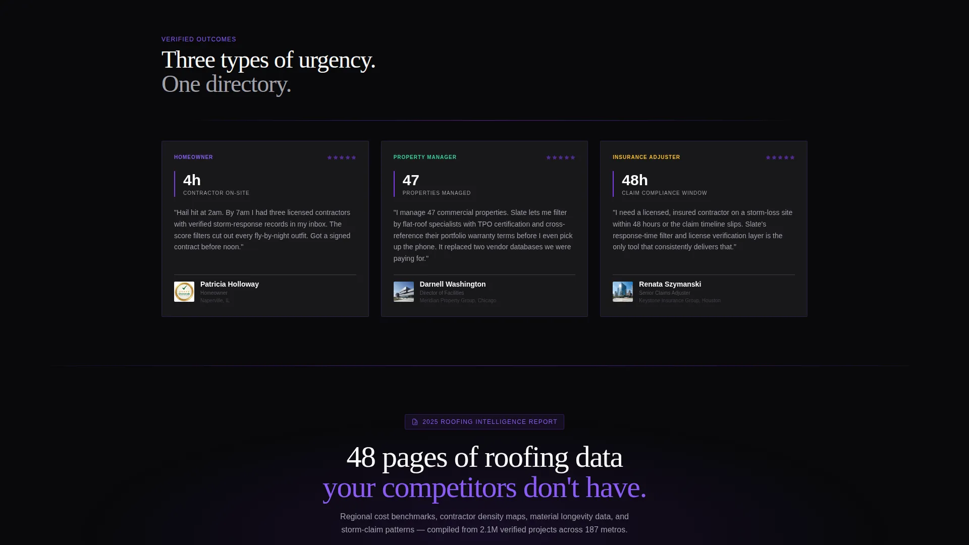 Roofing Directory Comparison Table Landing Page Template