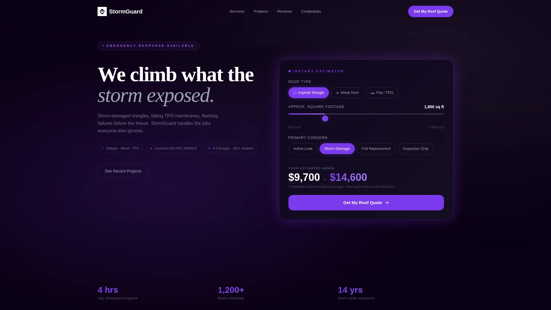 Bento Grid Roofing Landing Page Template