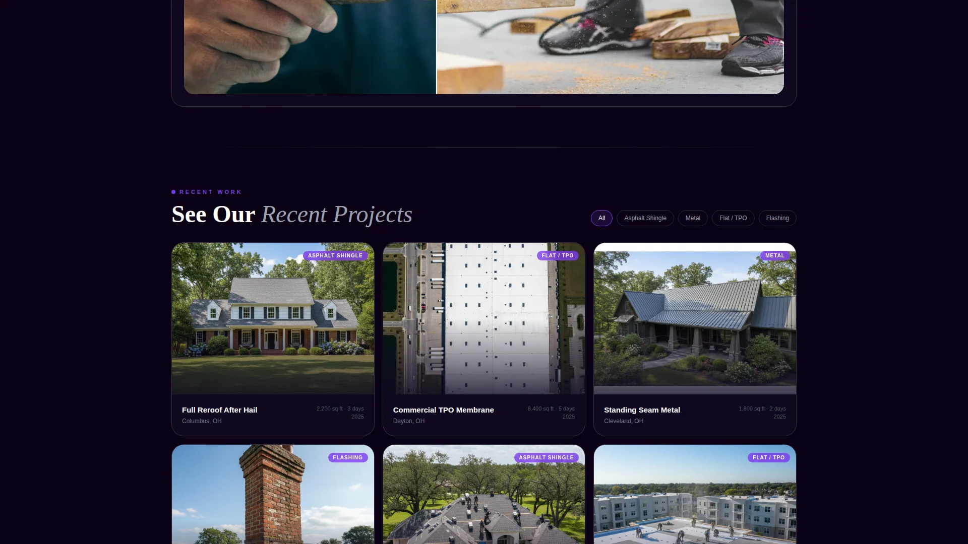 Bento Grid Roofing Landing Page Template