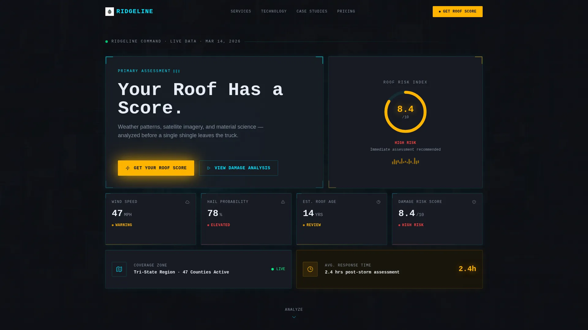 Roofing Landing Page Template | Data Command Design