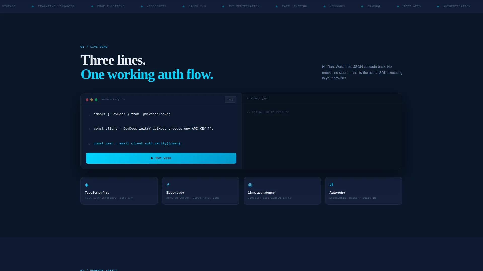 SDK & API Documentation Landing Page Template