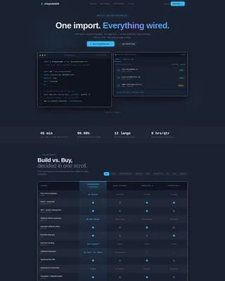 SDK Landing Page Template with Live Code Preview