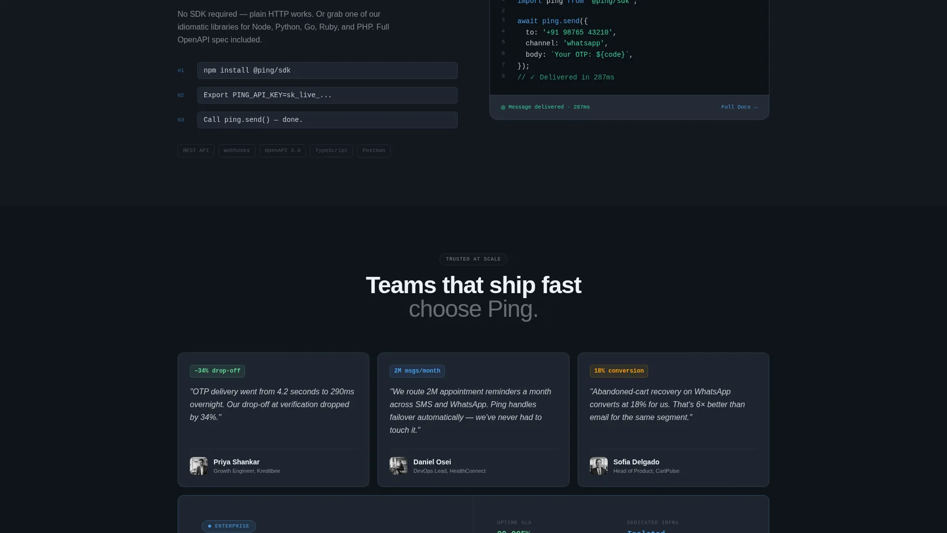 SMS & Messaging Platform Landing Page Template