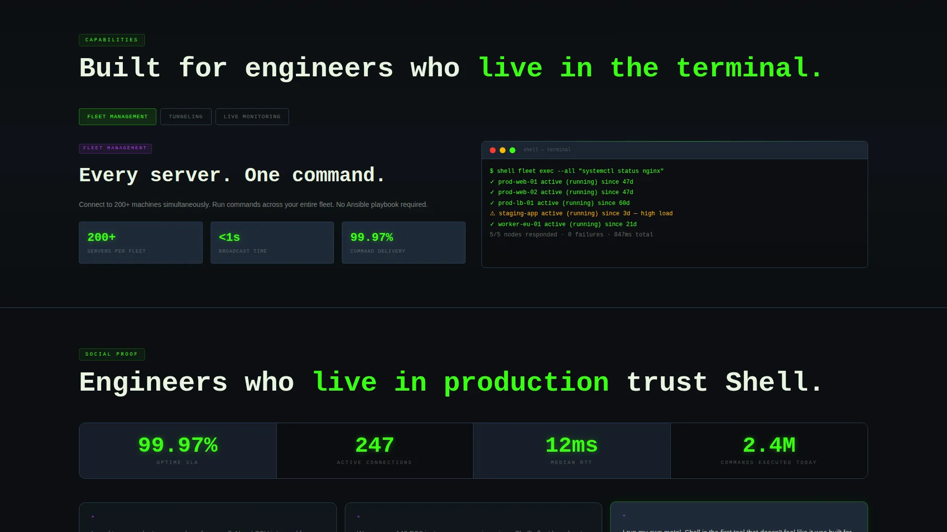 SSH Landing Page Template for Server Management Apps