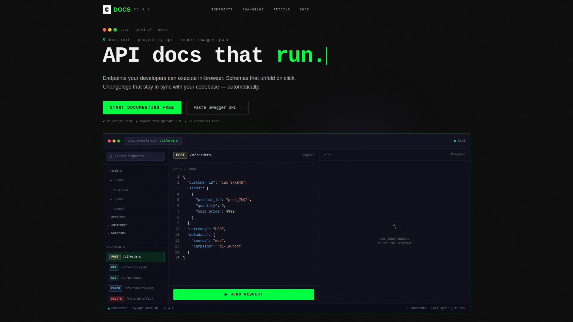 API Documentation Landing Page Template for SaaS