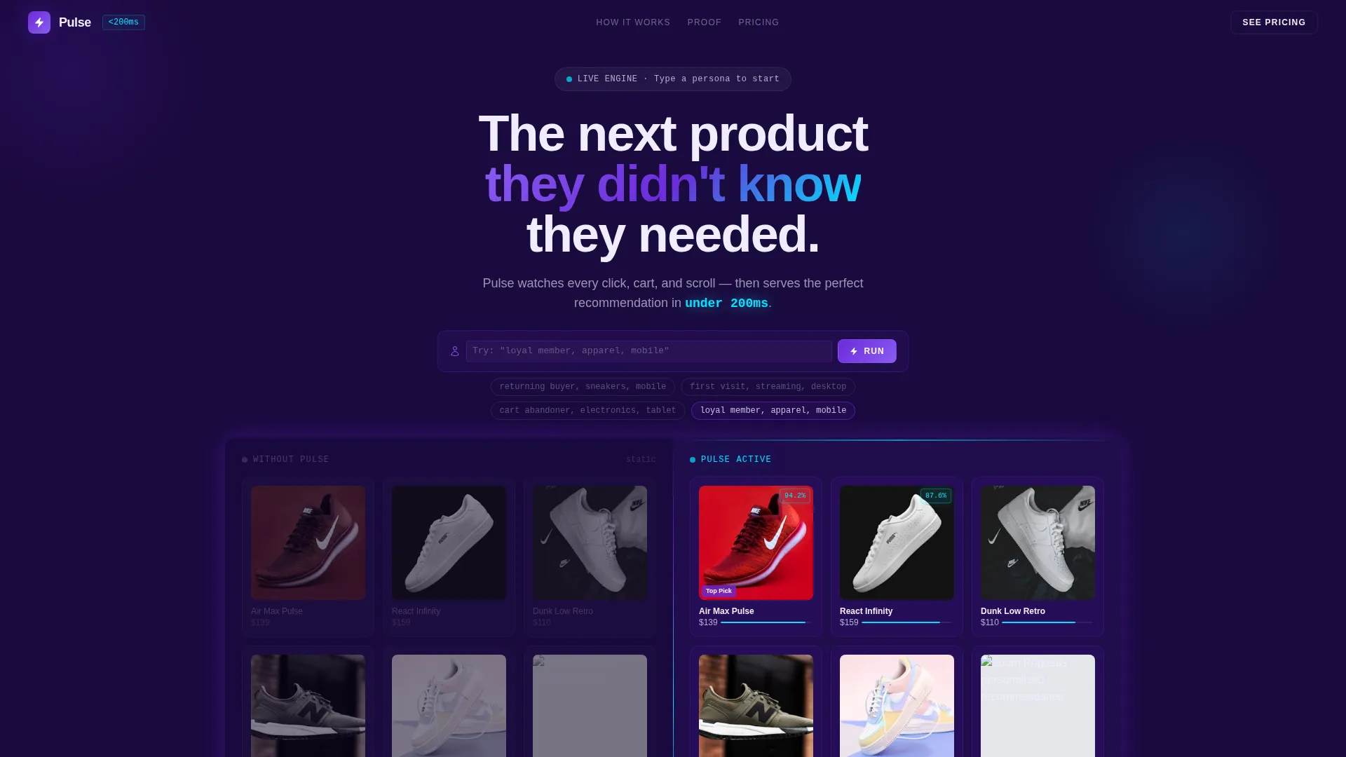 AI Recommendation Engine Landing Page Template