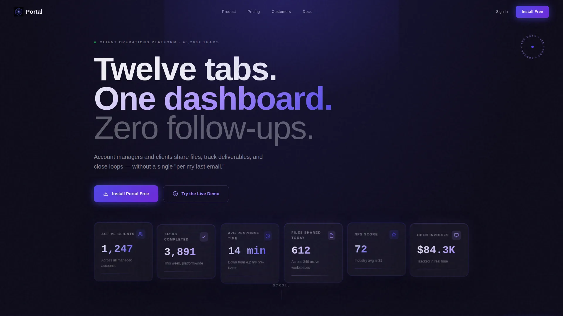 SaaS B2B Client Portal Landing Page Template