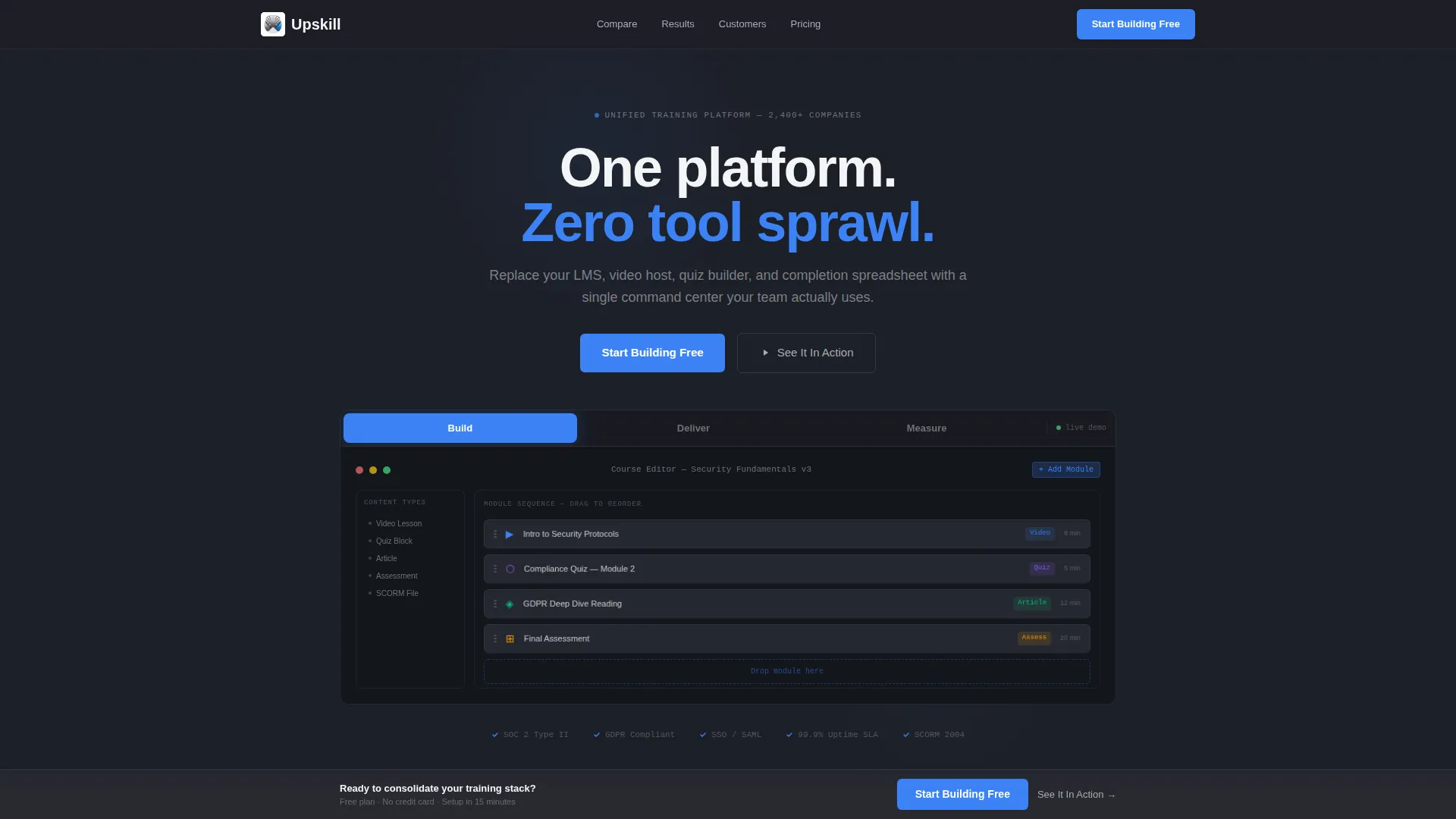B2B Training Platform Comparison Landing Page