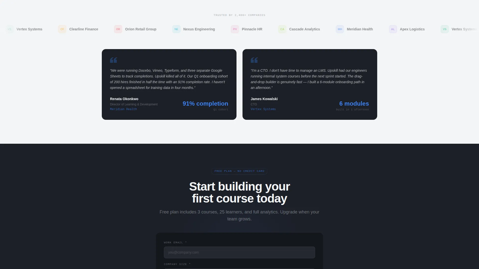 B2B Training Platform Comparison Landing Page