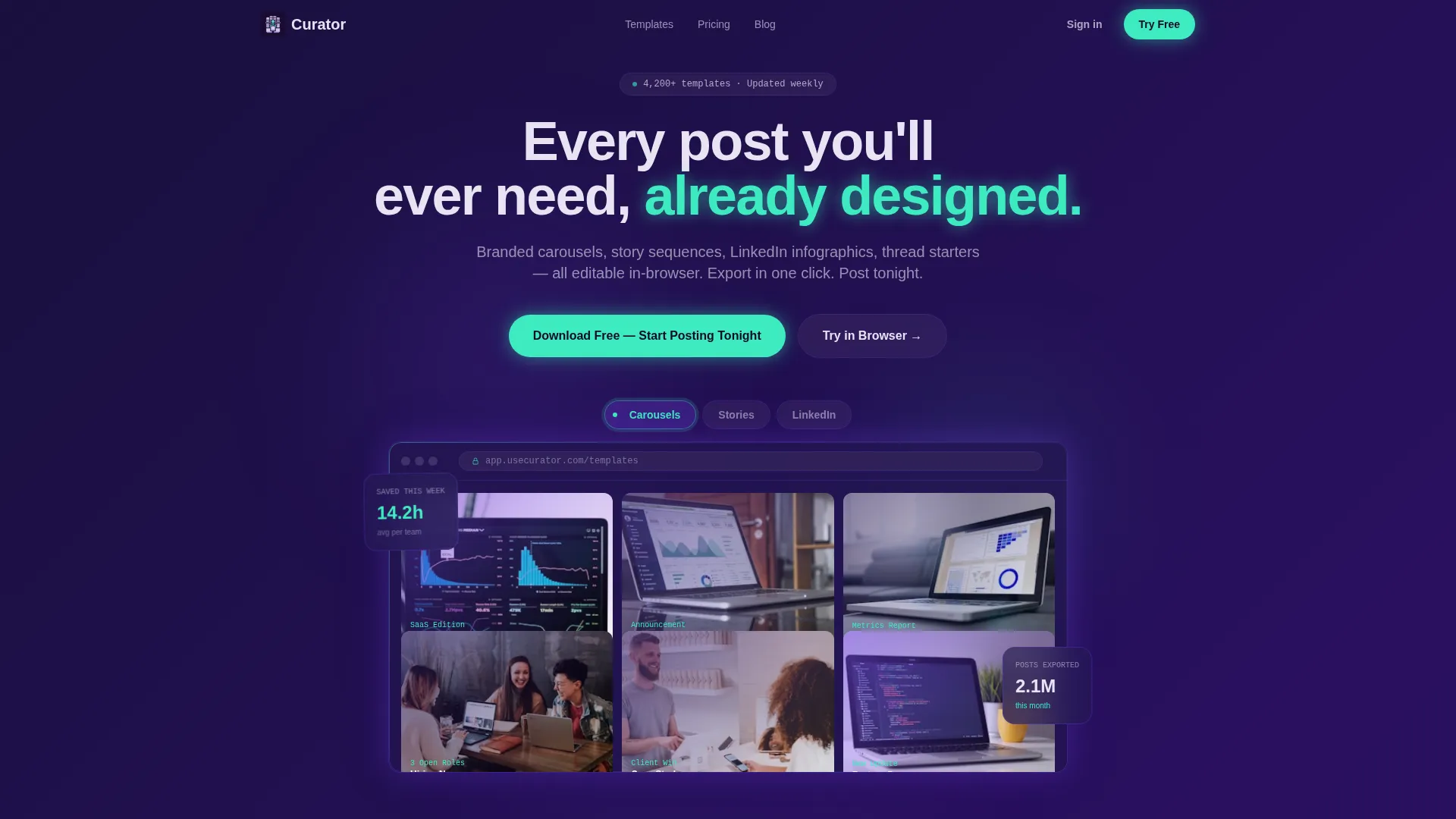SaaS Social Media Template Platform Landing Page