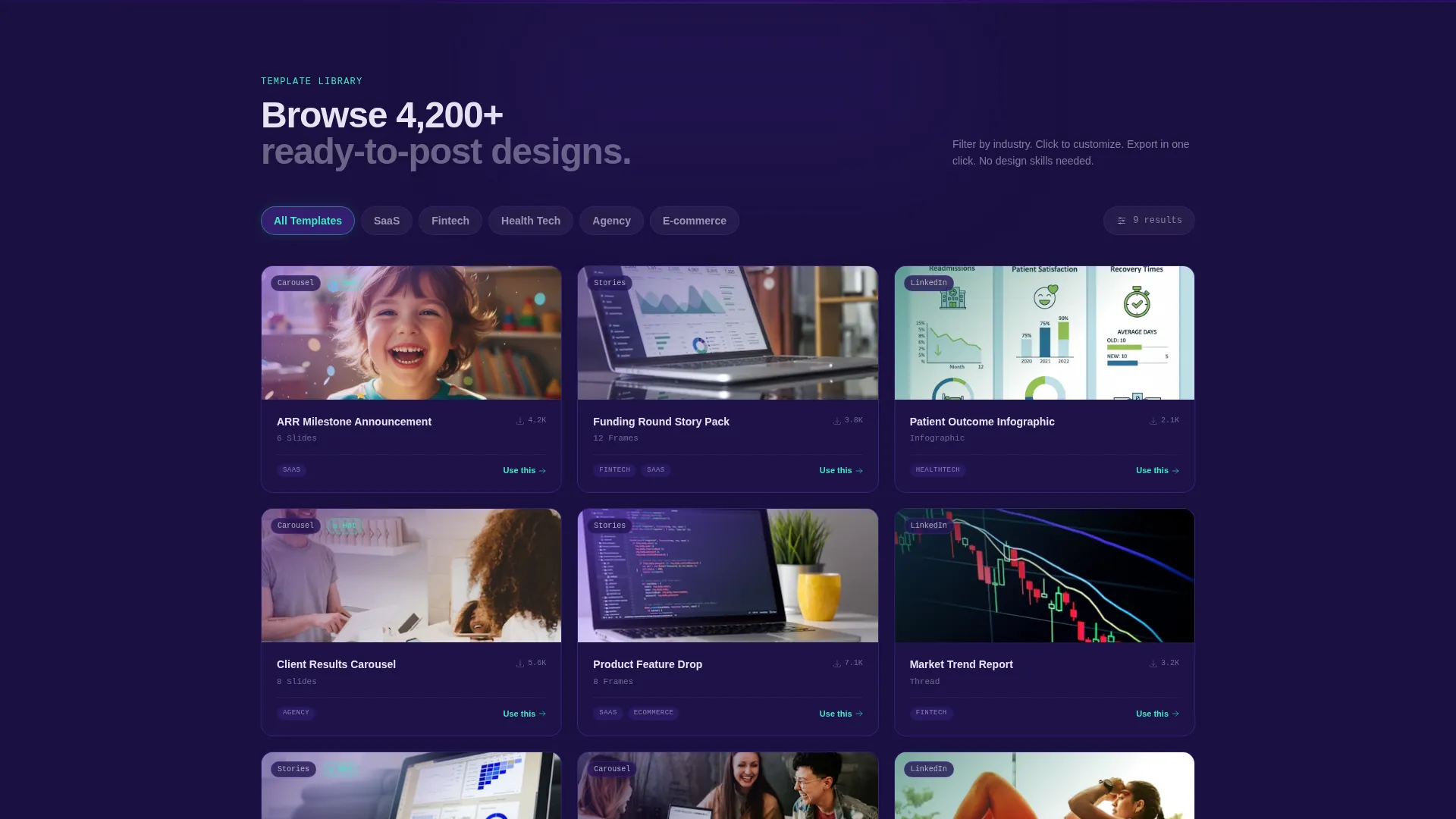 SaaS Social Media Template Platform Landing Page