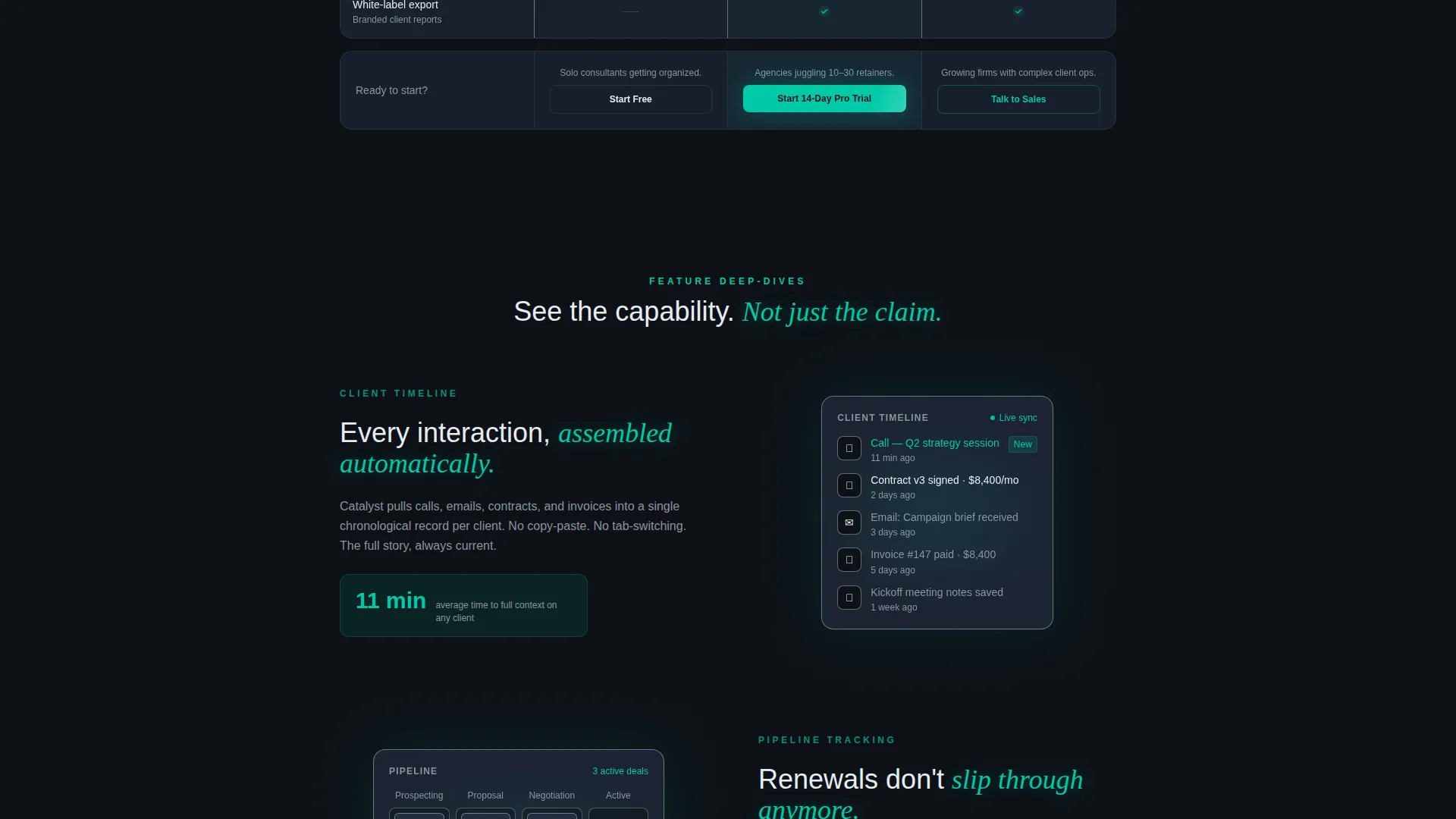 SaaS Client Management Comparison Table Landing Page