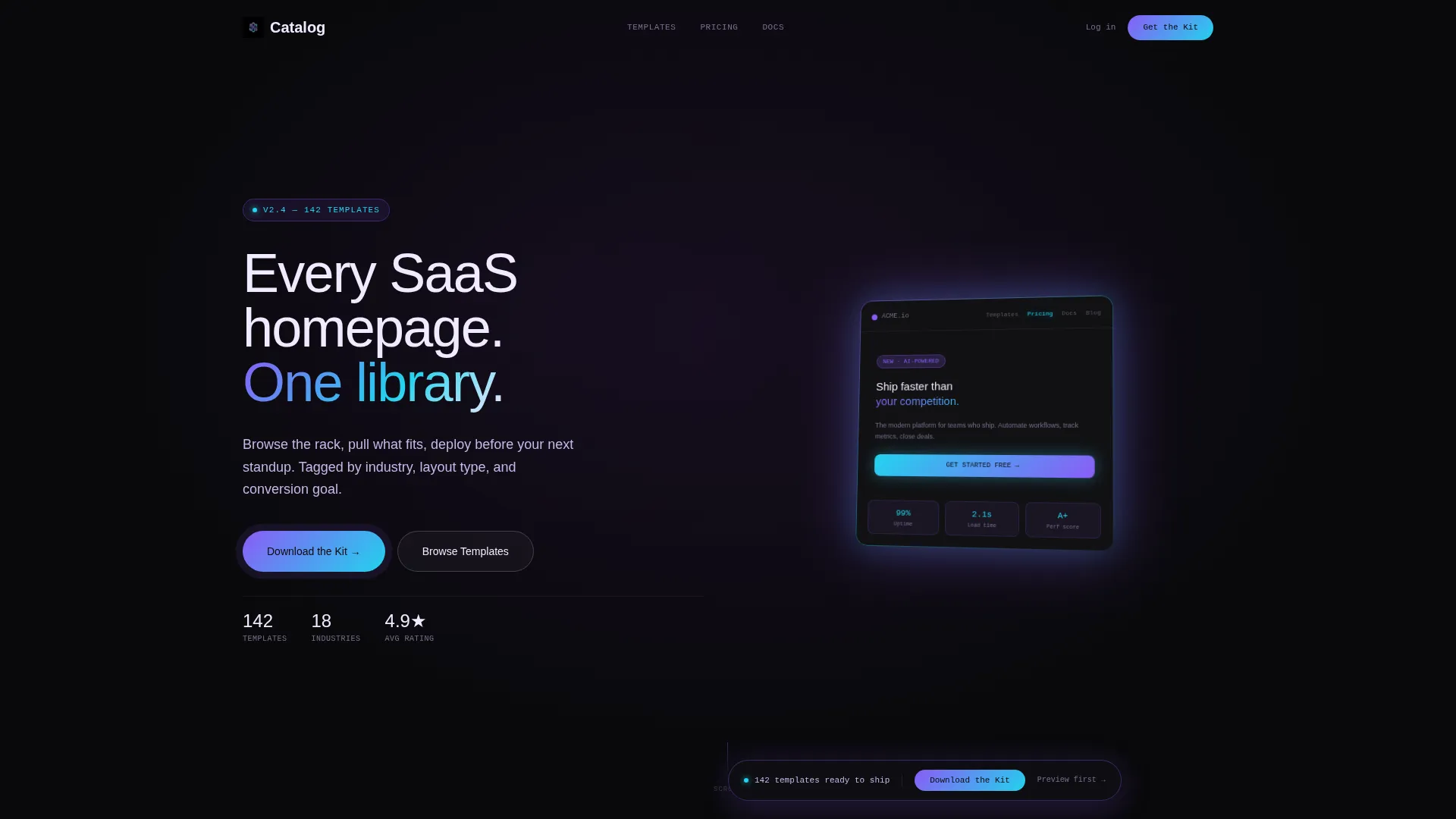 SaaS Product Homepage Library & Feature Showcase Website Template
