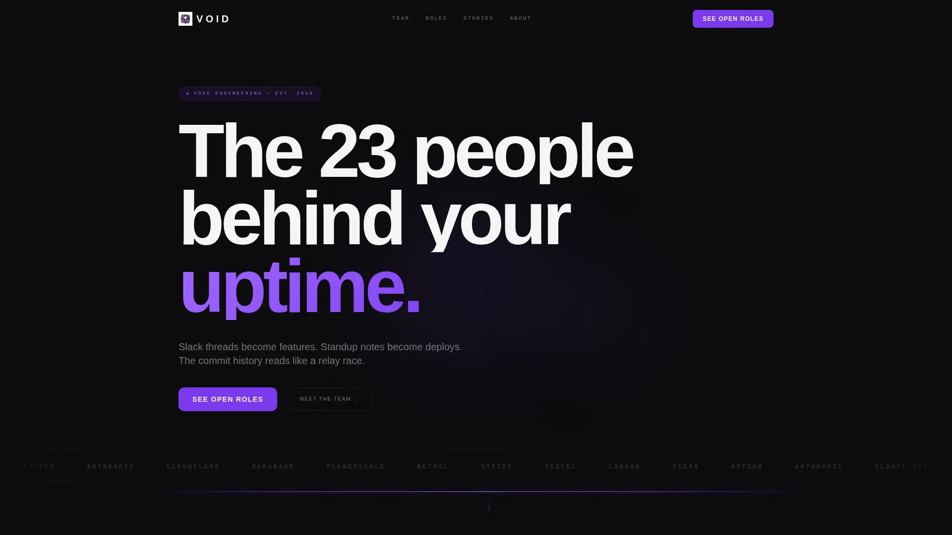 SaaS Company Team & Engineering Profiles Website Template