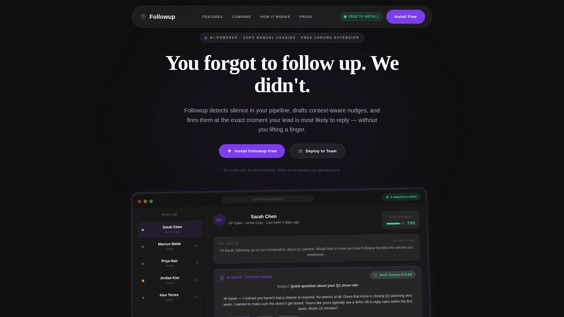 SaaS Follow-Up Email Landing Page Template