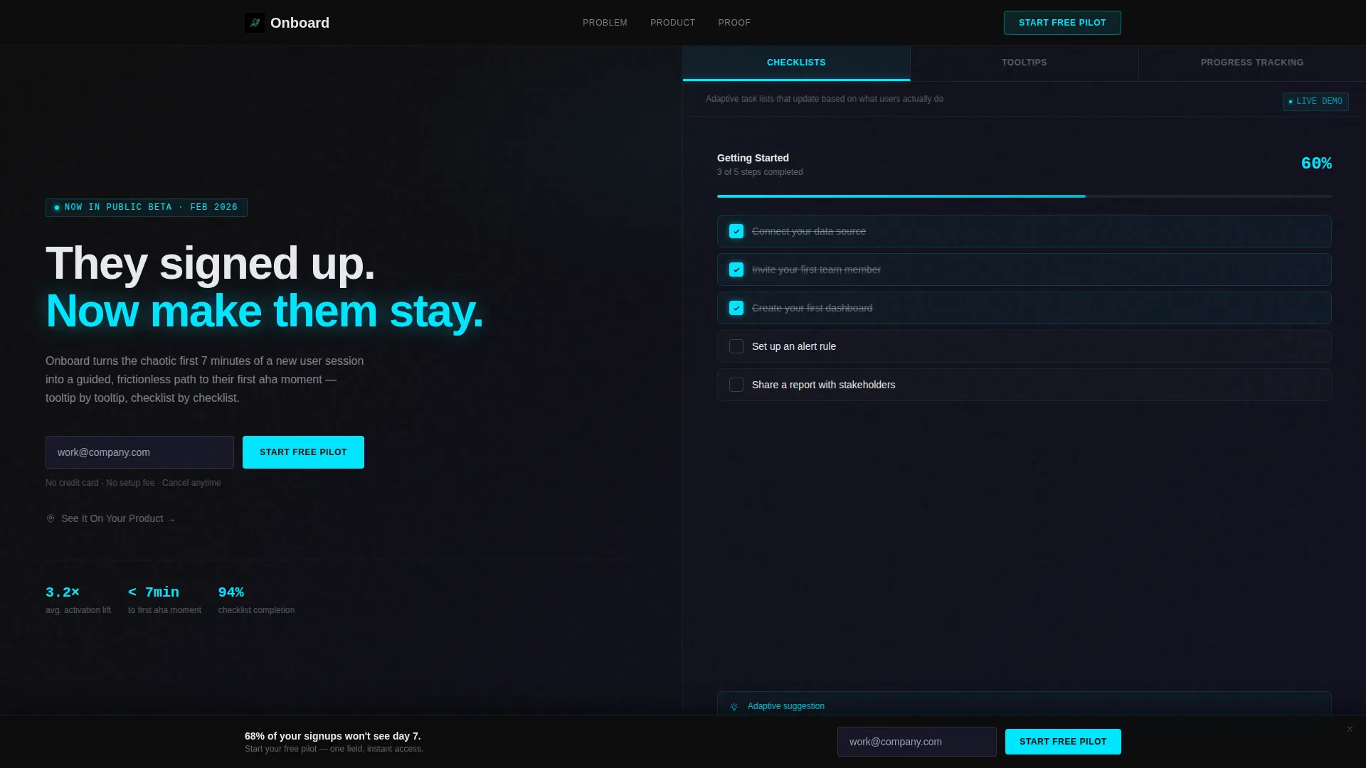 SaaS Onboarding Flow Landing Page Template